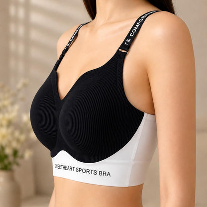 Seamless Ribbed Sweetheart Sports Bra