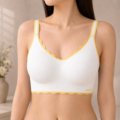 Seamless Black & Yellow Scalloped Wirefree Bralette