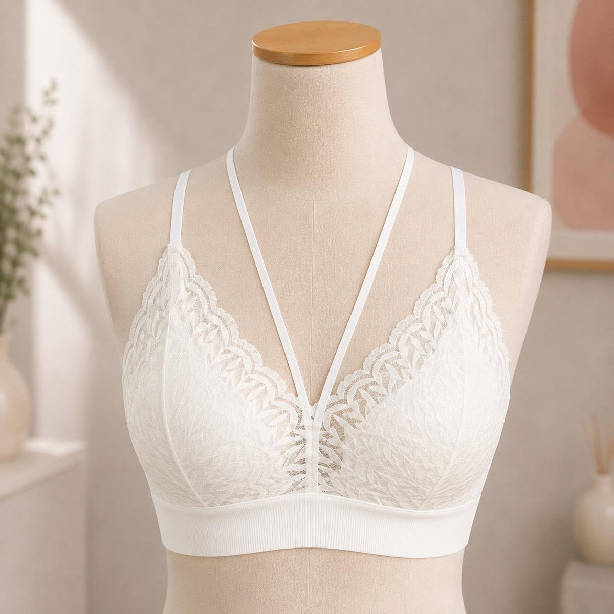 Elegant Lavender Lace Wirefree Bralette Bra