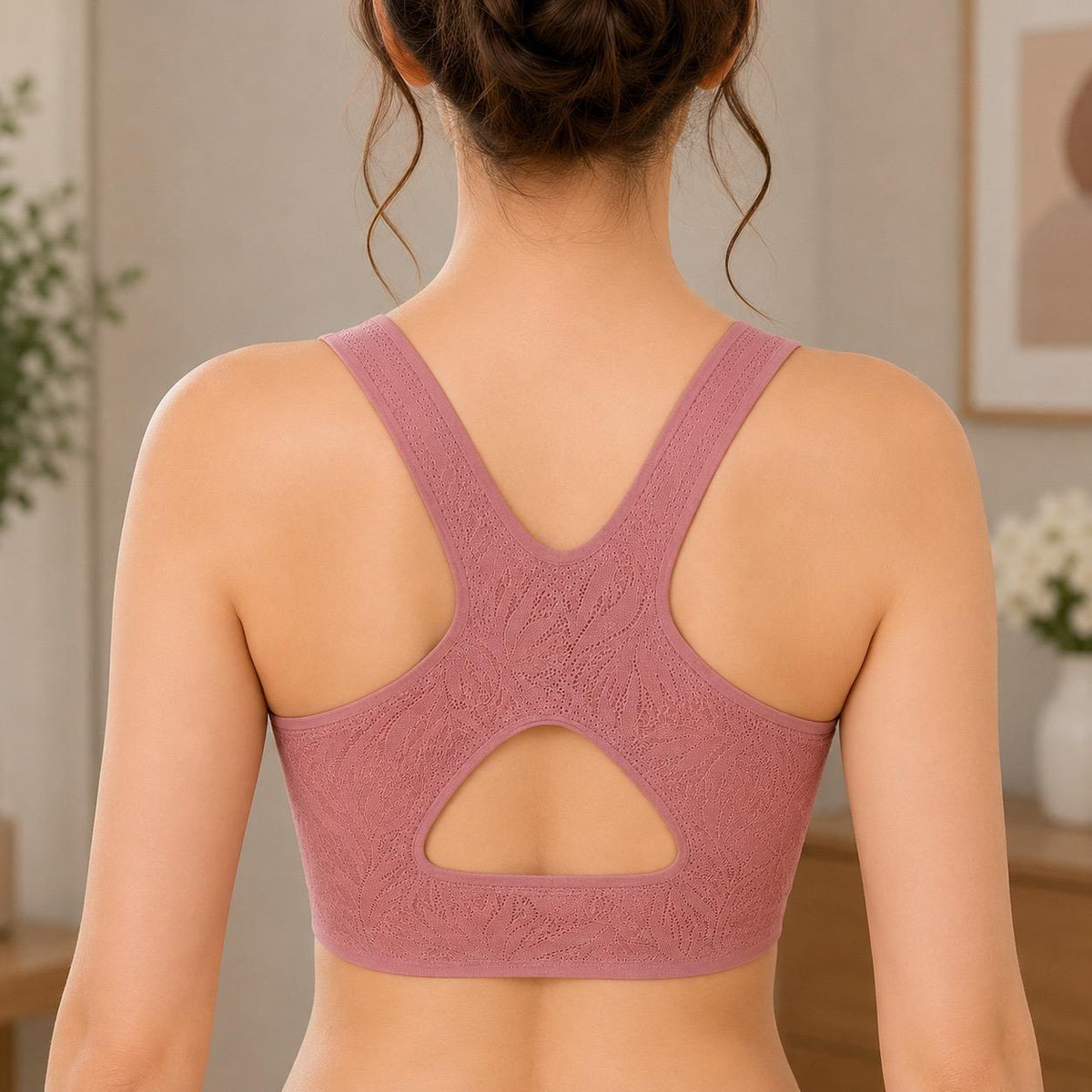 Seamless Dusty Pink Lace Wirefree Bra