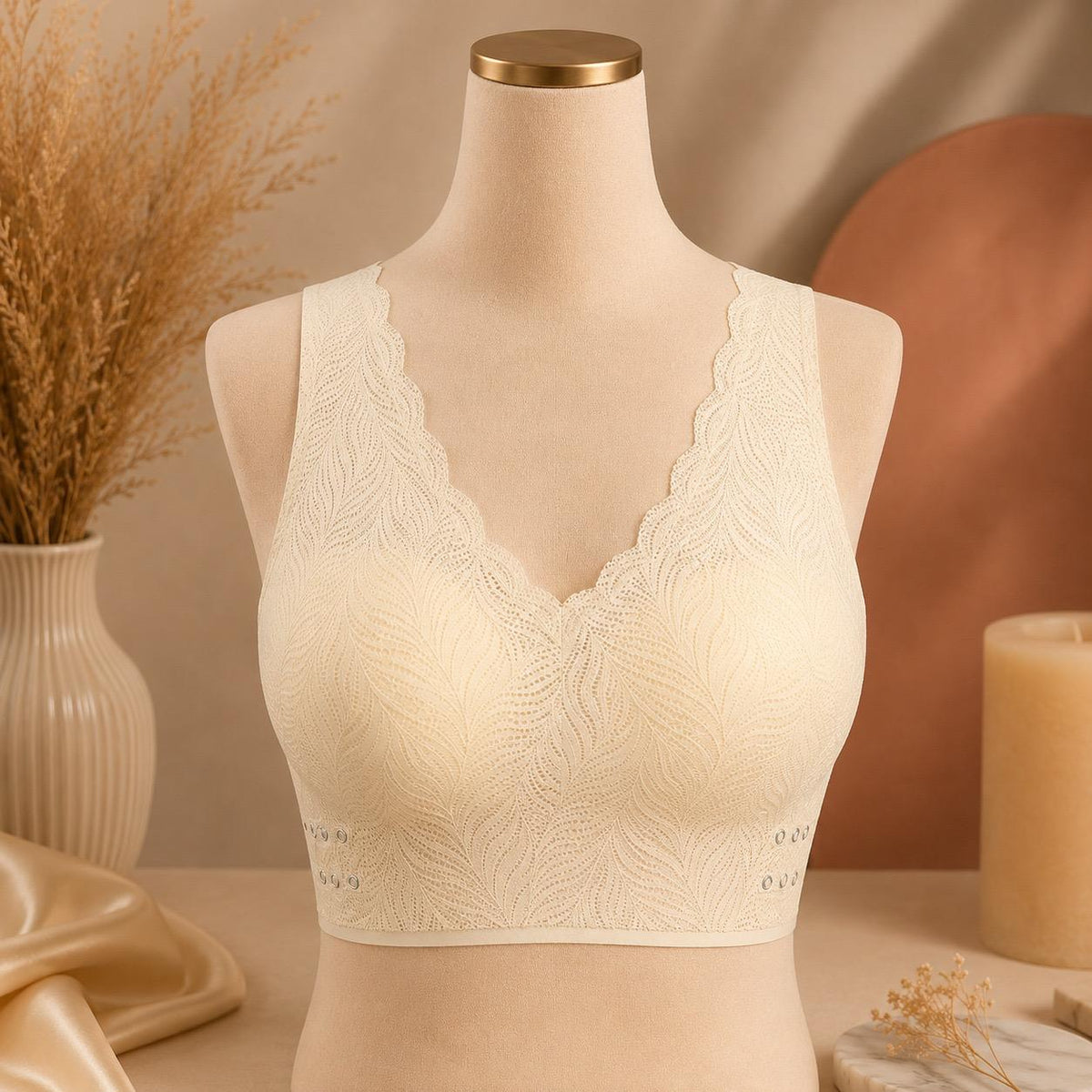 Seamless Dusty Pink Lace Wirefree Bra