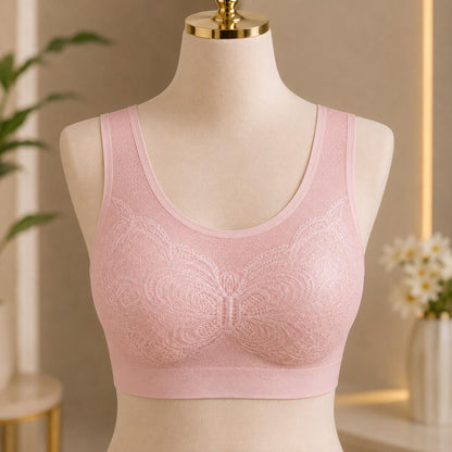 Seamless Mint Green Butterfly Lace Wirefree Bra