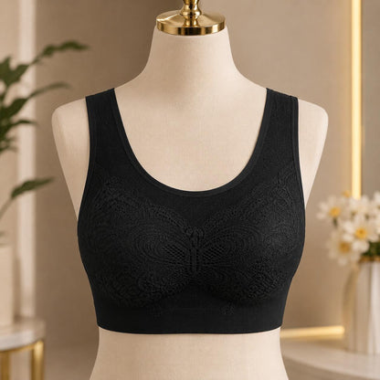 Seamless Mint Green Butterfly Lace Wirefree Bra