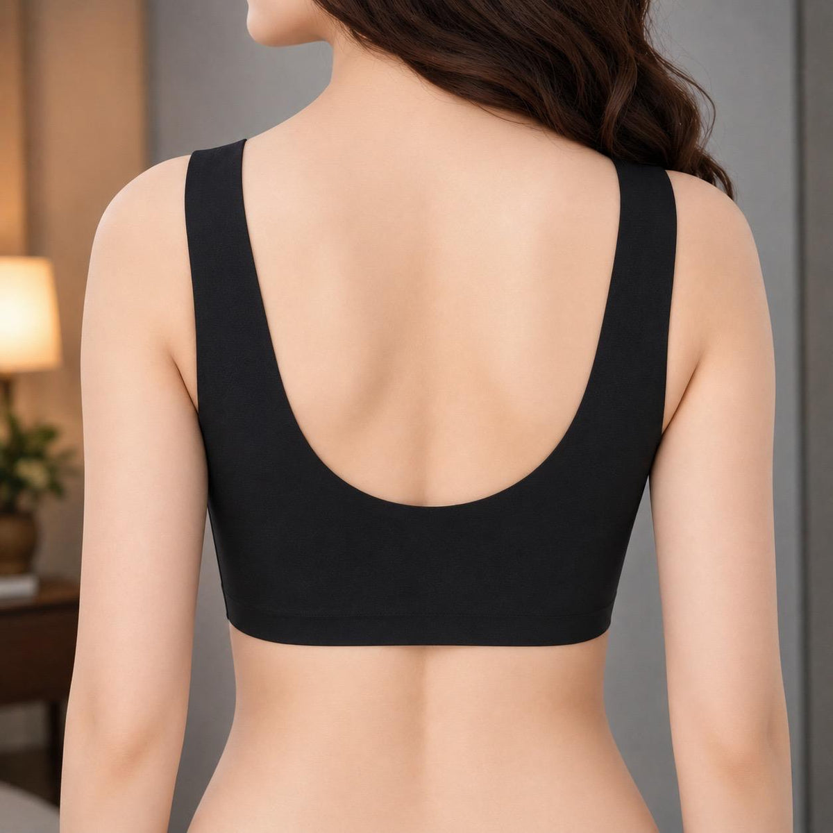 Seamless Front Closure Wireless Lace Bra with Wide Strap Support